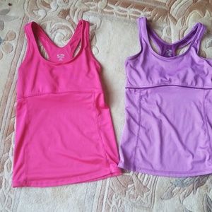 Lot of 2 Champion Workout Tanks XS Built-in Bra